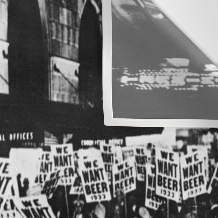We Want Beer!  Men Protesting Against Prohibition black and white photography - photograph Wall Tapestry Gallery Image 3