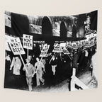 We Want Beer!  Men Protesting Against Prohibition black and white photography - photograph Wall Tapestry Gallery Image 4