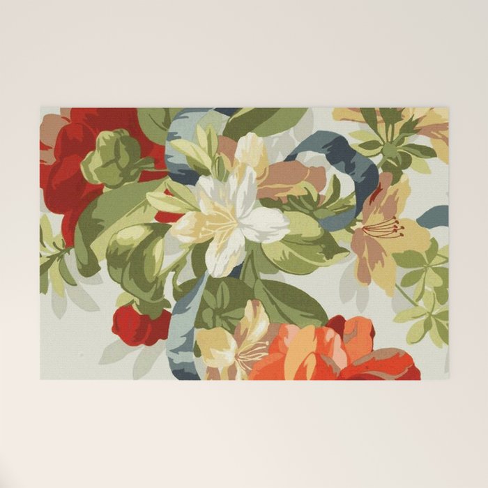 Vintage Floral Fabric Digital Vector Art Painting Welcome Mat Gallery Image 1