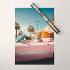 Cool Tiger in a pastel Cabrio in Palm Springs Wrapping Paper Gallery Image 1