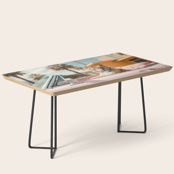 Cool Tiger in a pastel Cabrio in Palm Springs Coffee Table Gallery Image 1