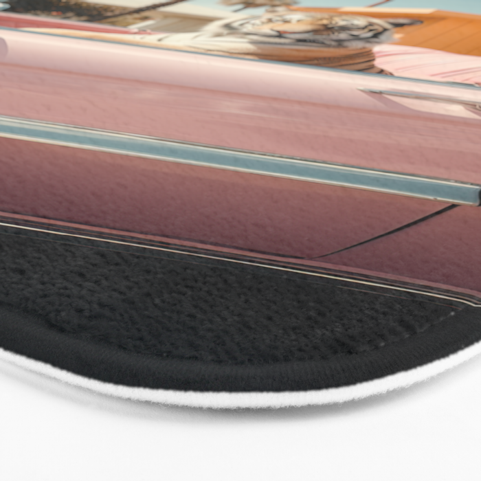 Cool Tiger in a pastel Cabrio in Palm Springs Bath Mat Gallery Image 3