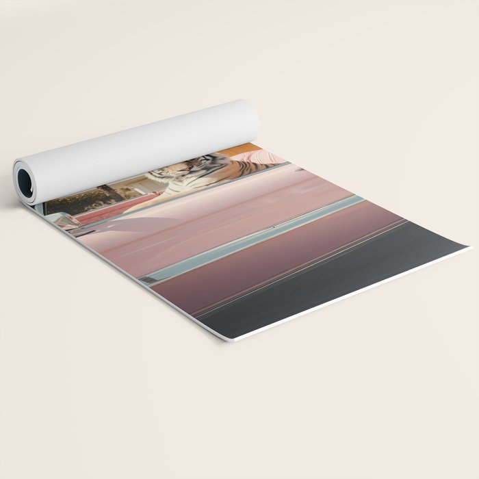 Cool Tiger in a pastel Cabrio in Palm Springs Yoga Mat Gallery Image 2