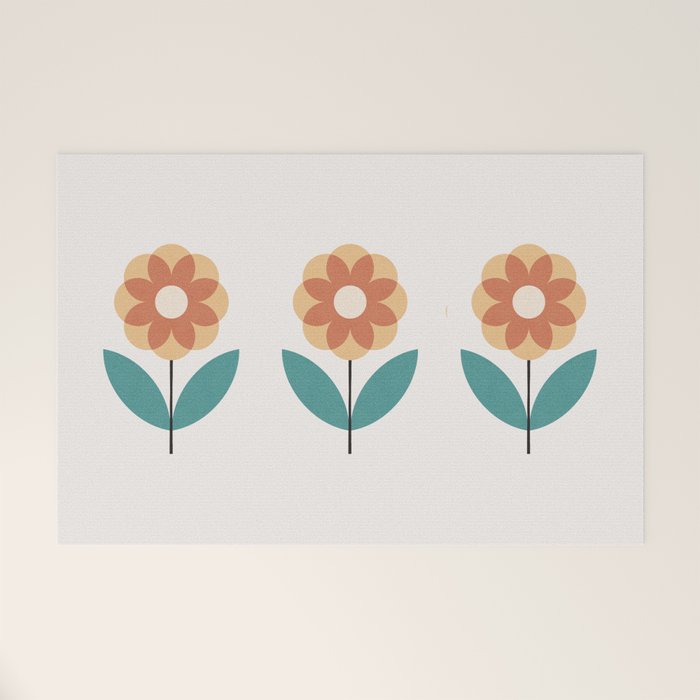 Retro Flower 2-1 Welcome Mat Gallery Image 1