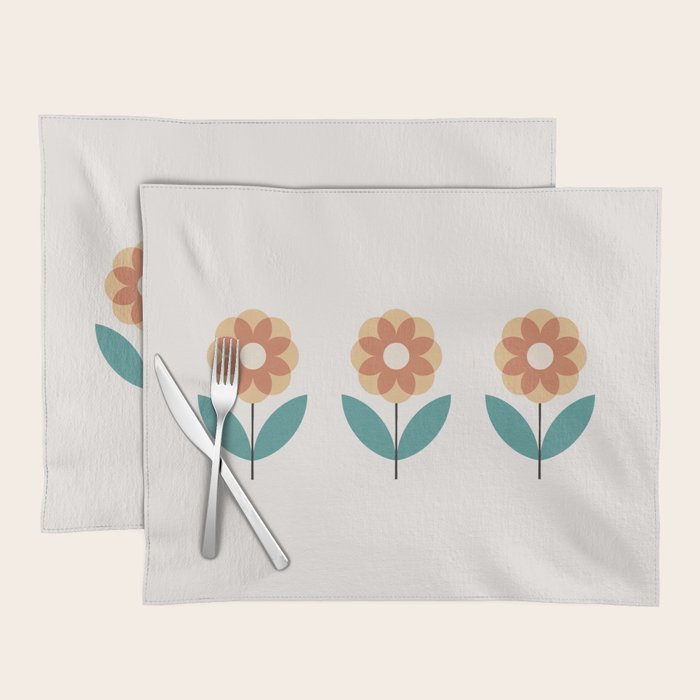 Retro Flower 2-1 Placemat Gallery Image 1