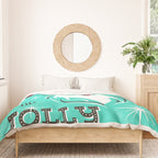 'Tis The Season - Retro Santa Aqua Colorful Duvet Cover Gallery Image 3
