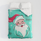 'Tis The Season - Retro Santa Aqua Colorful Comforter Gallery Image 6