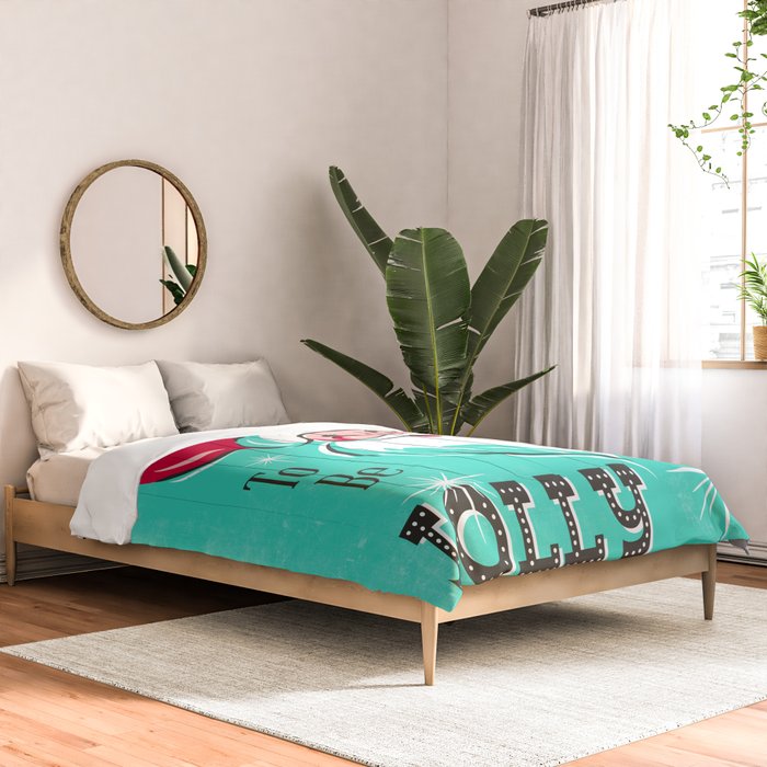 'Tis The Season - Retro Santa Aqua Colorful Comforter Gallery Image 2