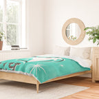 'Tis The Season - Retro Santa Aqua Colorful Duvet Cover Gallery Image 2