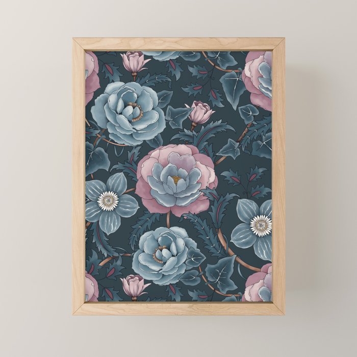 Dark Floral Elegance Mini Art Print Gallery Image 1