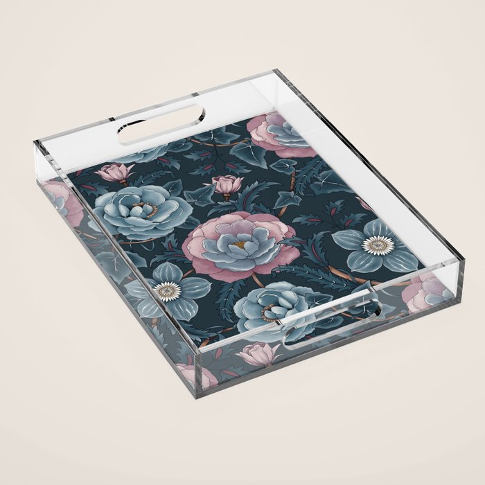 Dark Floral Elegance Acrylic Tray Gallery Image 1