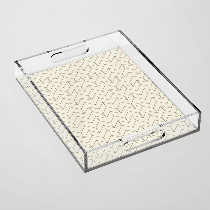 Simple Linear Geometry in Cream Acrylic Tray Gallery Image 1
