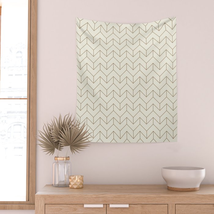 Simple Linear Geometry in Cream Wall Tapestry Gallery Image 2