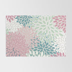 Floral Blooms, Soft Pink, Green and Teal, Design Prints Rug Gallery Image 2