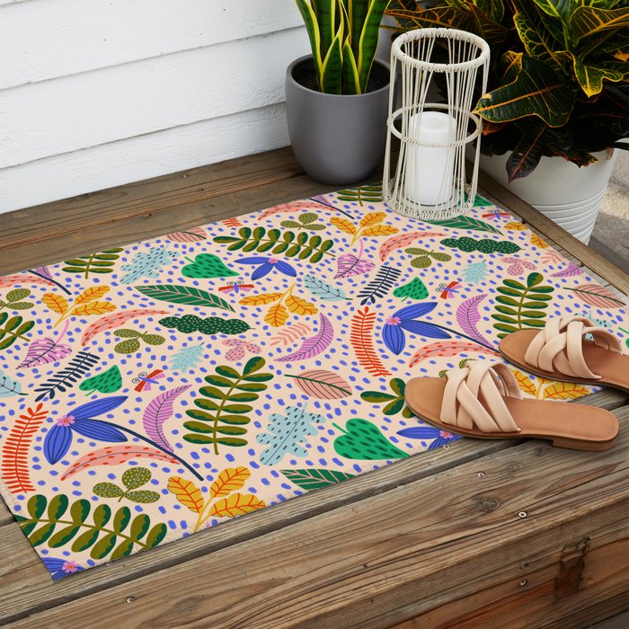 Colorful Plants  Outdoor Rug Gallery Image 2