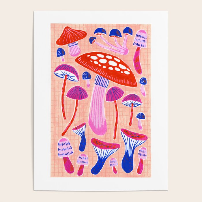 Red and Pink Mushrooms  Poster Gallery Image 4