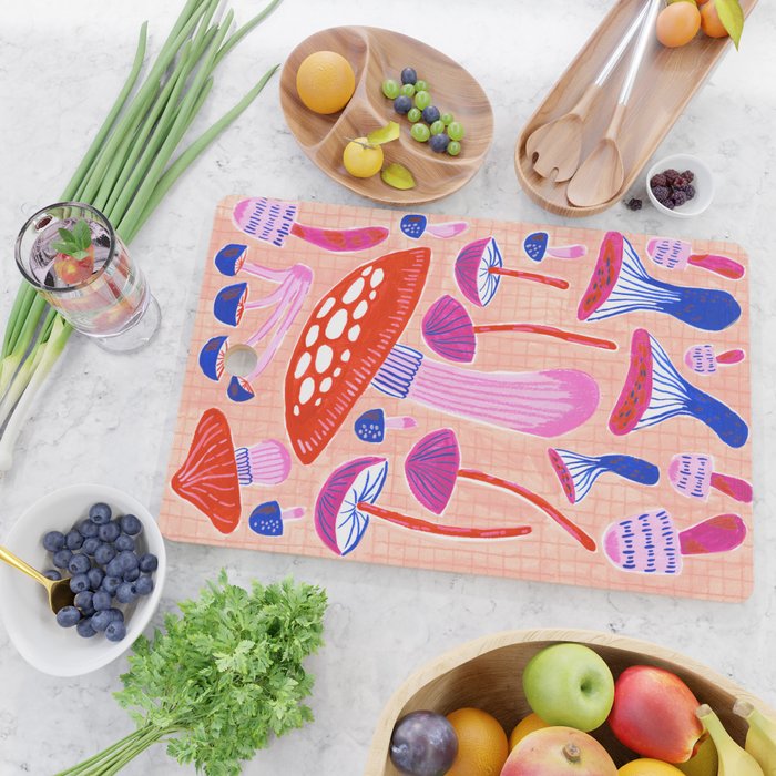 Red and Pink Mushrooms  Cutting Board Gallery Image 2