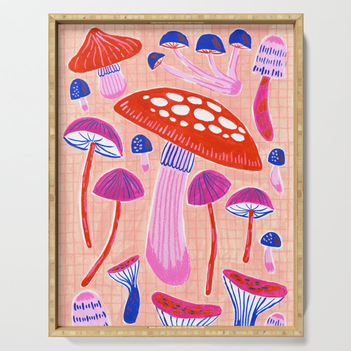 Red and Pink Mushrooms  Serving Tray Gallery Image 1