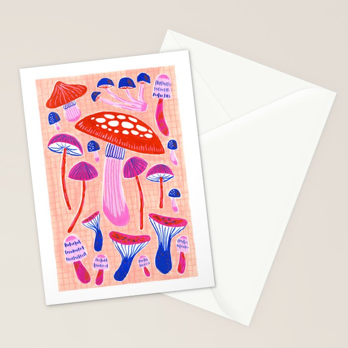 Red and Pink Mushrooms  Stationery Card Gallery Image 2