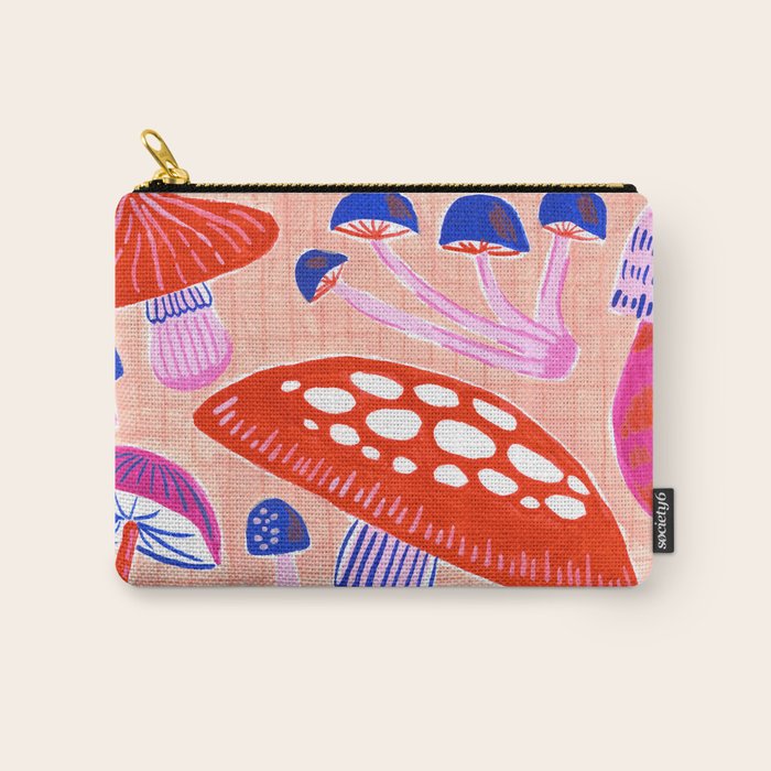Red and Pink Mushrooms  Carry All Pouch Gallery Image 1