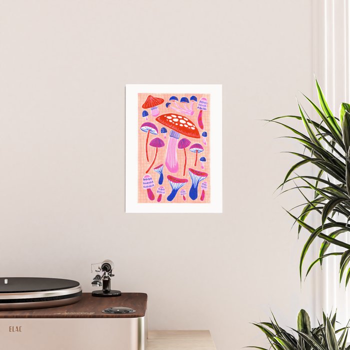Red and Pink Mushrooms  Poster Gallery Image 2