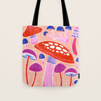 Red and Pink Mushrooms  Tote Bag Gallery Image 1