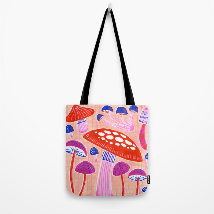 Red and Pink Mushrooms  Tote Bag Gallery Image 2