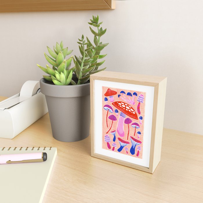 Red and Pink Mushrooms  Mini Art Print Gallery Image 2