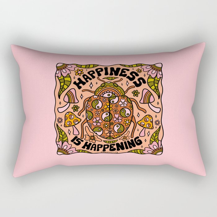 Happiness is Happening Rectangular Pillow Gallery Image 2