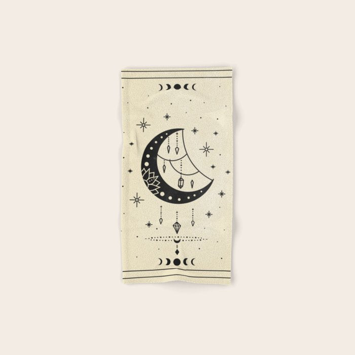 Mystic Moon & Stars: The Beige Edition Bath Towel Gallery Image 1