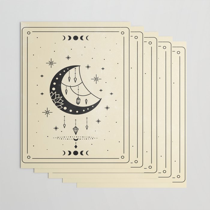 Mystic Moon & Stars: The Beige Edition Wrapping Paper Gallery Image 3