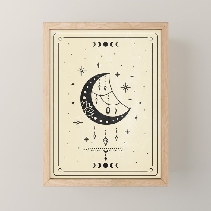 Mystic Moon & Stars: The Beige Edition Mini Art Print Gallery Image 1
