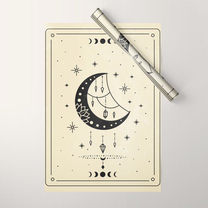 Mystic Moon & Stars: The Beige Edition Wrapping Paper Gallery Image 1