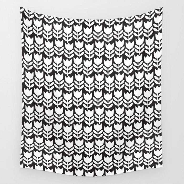 Tulip - Black & White  Wall Tapestry Gallery Image 4