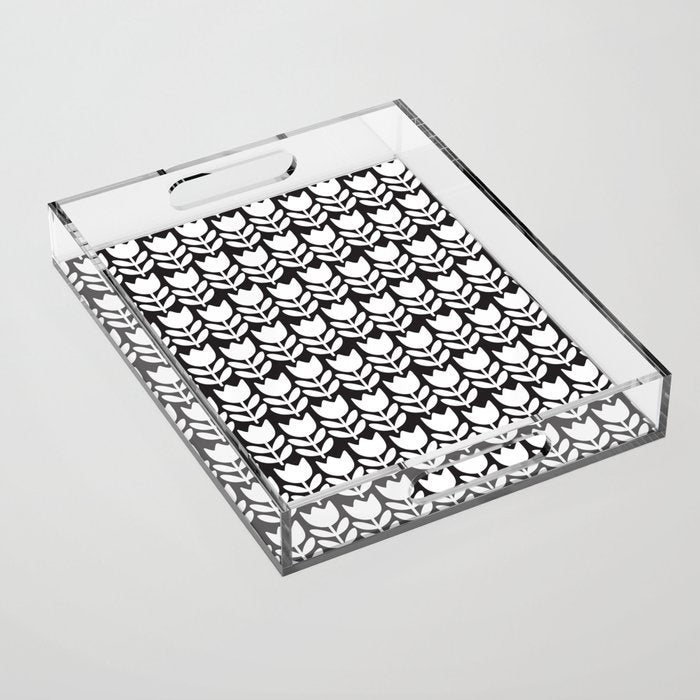Tulip - Black & White  Acrylic Tray Gallery Image 1