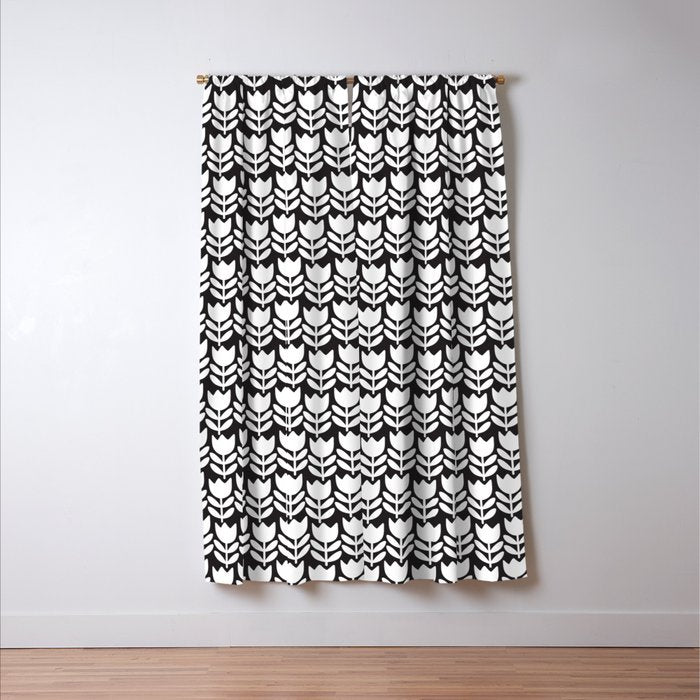 Tulip - Black & White  Window Curtain Gallery Image 3