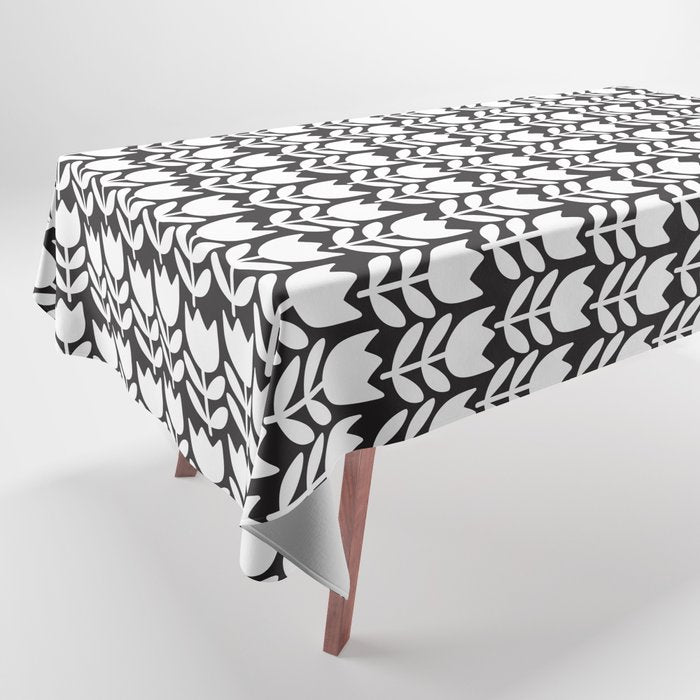 Tulip - Black & White  Tablecloth Gallery Image 1