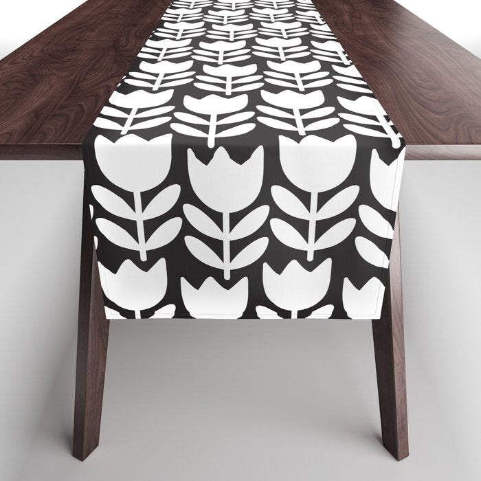 Tulip - Black & White  Table Runner Gallery Image 1