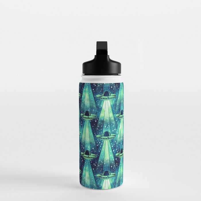 Cosmic UFO - Galactic Green Water Bottle Gallery Image 3