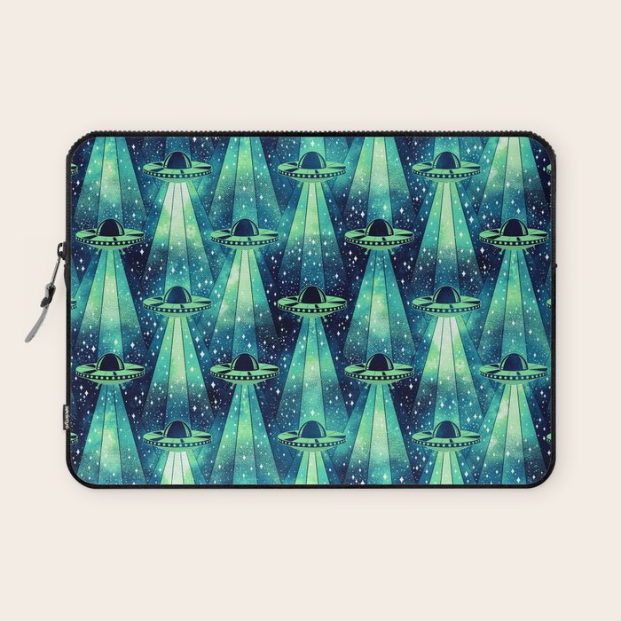 Cosmic UFO - Galactic Green Laptop Sleeve Gallery Image 1