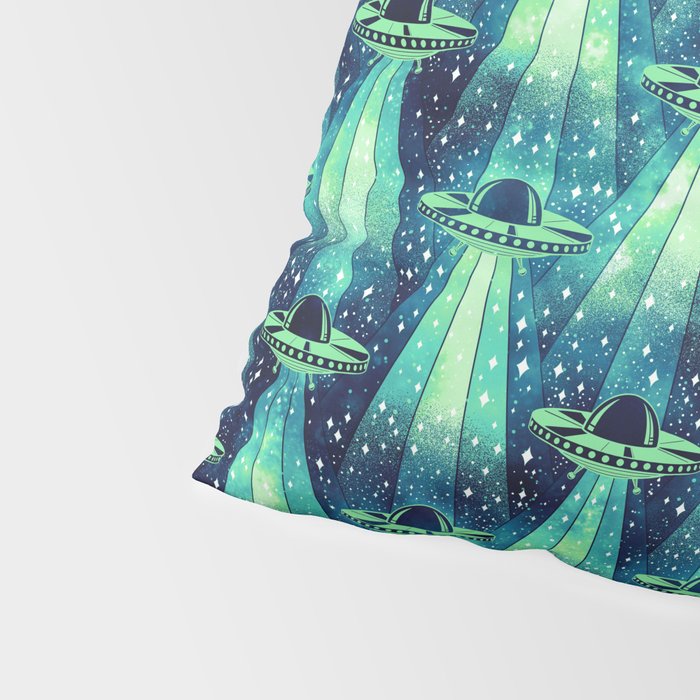 Cosmic UFO - Galactic Green Pillow Sham Gallery Image 4