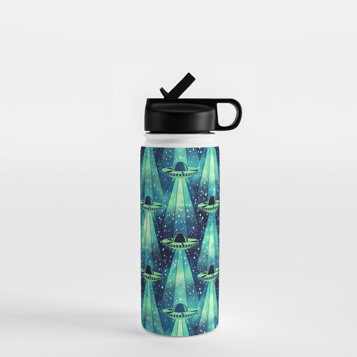 Cosmic UFO - Galactic Green Water Bottle Gallery Image 1