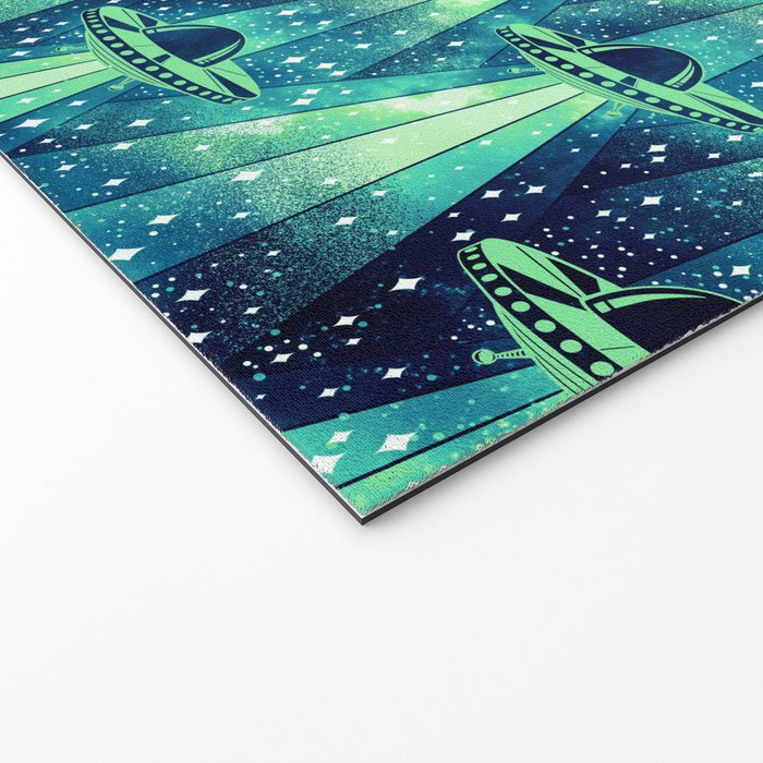 Cosmic UFO - Galactic Green Welcome Mat Gallery Image 2