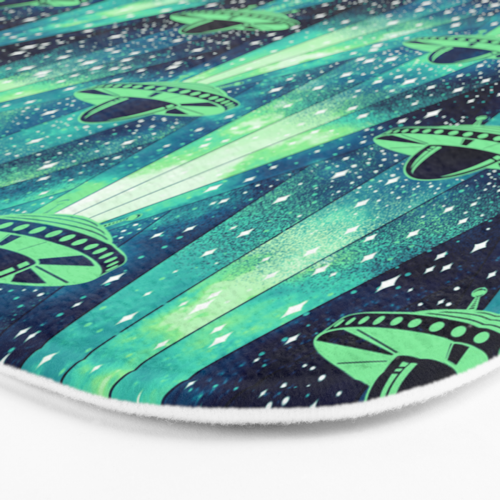 Cosmic UFO - Galactic Green Bath Mat Gallery Image 3