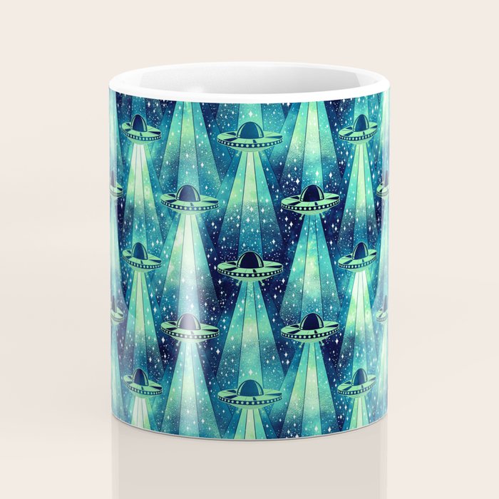 Cosmic UFO - Galactic Green Coffee Mug Gallery Image 4