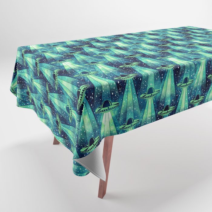 Cosmic UFO - Galactic Green Tablecloth Gallery Image 1