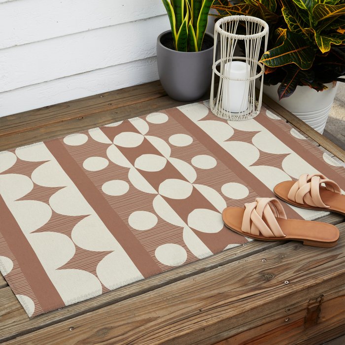 Geometric Repeats 1 Inspired by PANTONE 17 1230 Mocha Mousse Outdoor Rug Gallery Image 2