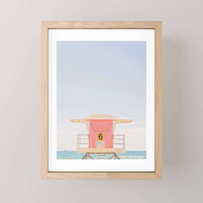 Beach Photography | Pink Lifeguard Tower. No. 6 | California  Mini Art Print