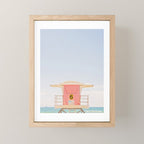 Beach Photography | Pink Lifeguard Tower. No. 6 | California  Mini Art Print Gallery Image 1
