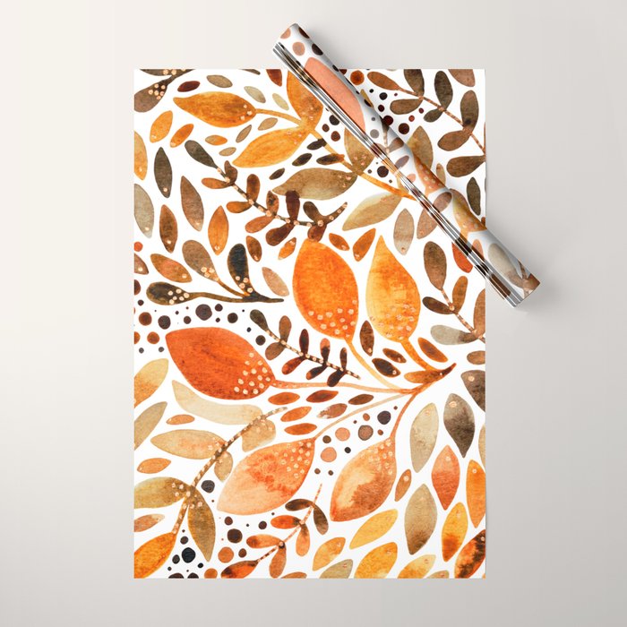 Autumn watercolor leaves Wrapping Paper Gallery Image 1